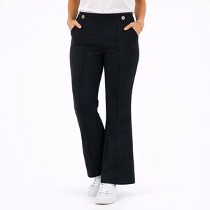 Michael Kors Black Flare Pants M Stretch Dress Pants Gold Button